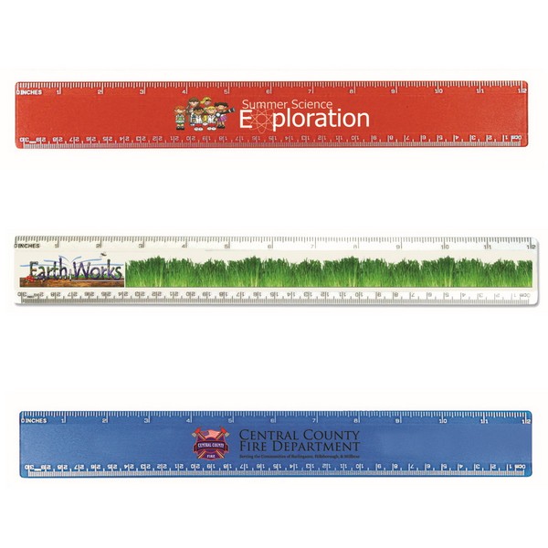 SA8097012  12" Plastic Ruler With Full Color Cu...